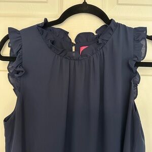 Elegant Lilly Pulitzer Navy Ruffle Sleeveless Top